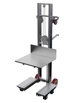 Vestil ALLW-2420-4SFL Aluminum Lite Load Lift With Winch, Swivel Casters and Manual Floor Lock