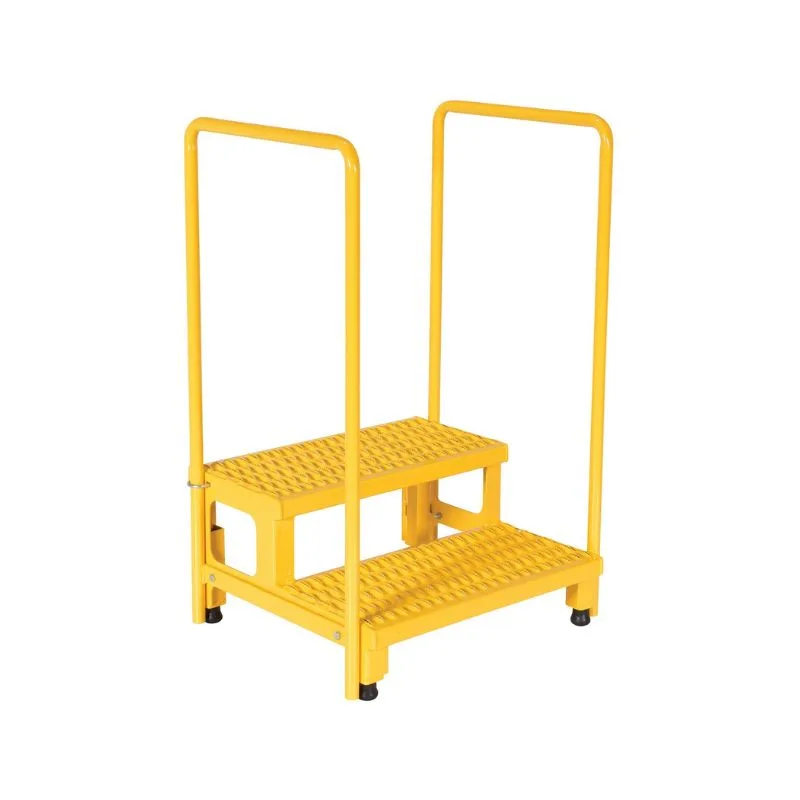 Vestil ASP-24-HR Steel Adjustable Step Mate Stand 2 Step with Handrails