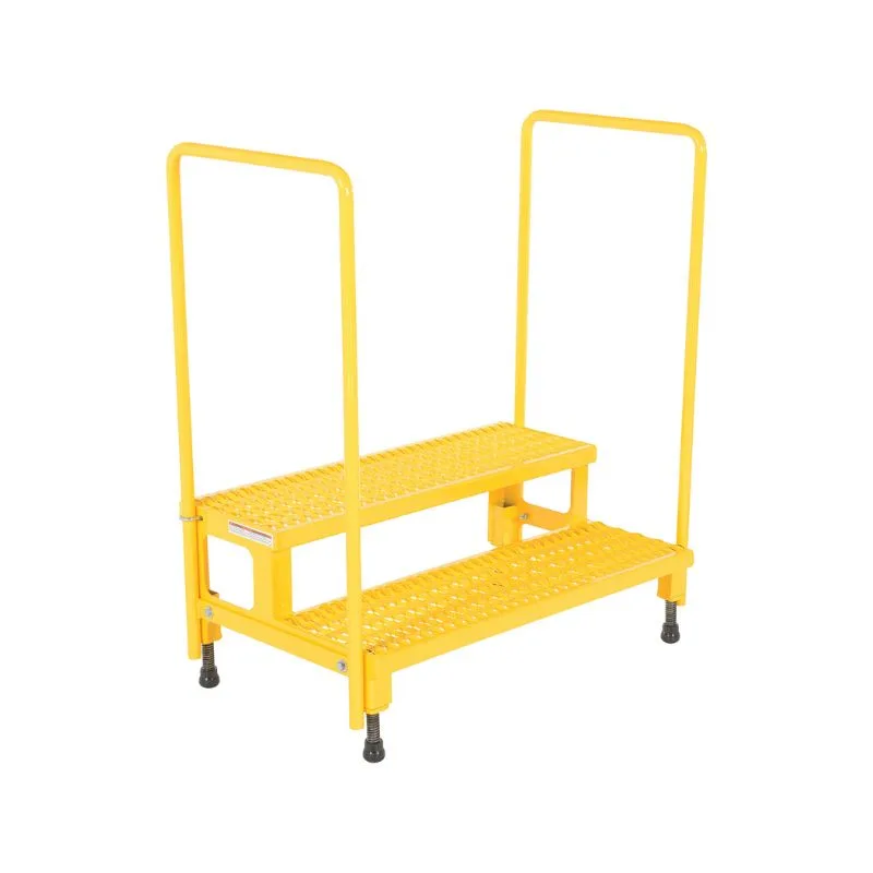 Vestil ASP-48-HR Steel Adjustable Step Mate Stand 2 Step with Handrails
