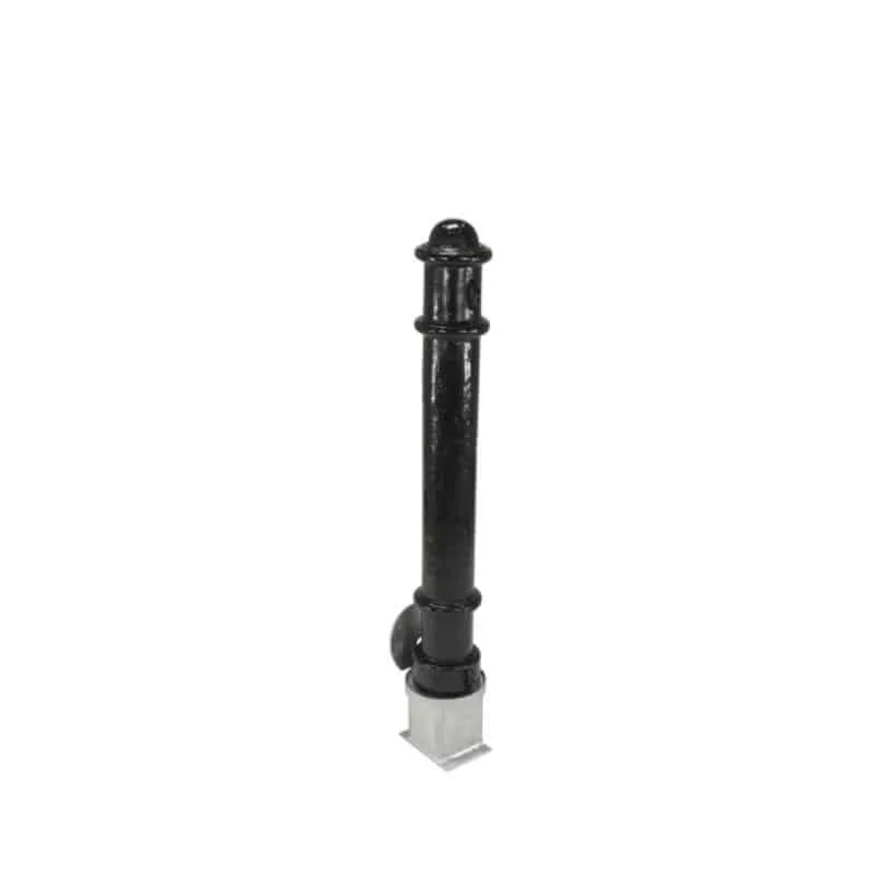 Vestil BOL-OR-40-BK Steel Underground Removable Ornamental Bollard