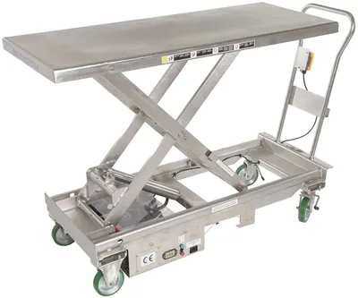 Vestil CART-1000-LD-DC-SS Stainless Steel 12V DC Long Deck Cart 3