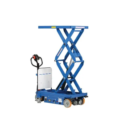 Vestil CART-1500D-DC-CTD Steel Powered Drive and Lift Hydraulic Double Scissor Cart