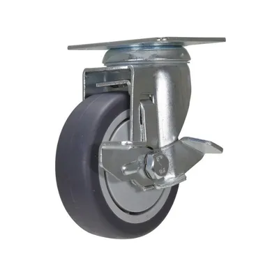 Vestil CST-B28-4X1TPR-SWB Thermoplastic Rubber Swivel With Brake Caster