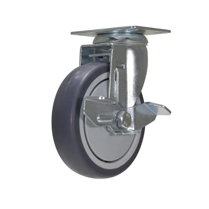 Vestil CST-B28-5X1TPR-SWB Thermoplastic Rubber Swivel With Brake Caster