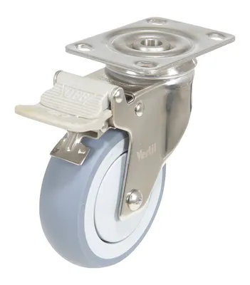 Vestil CST-E-SS-4X1TPR-SWTB caster wheel shown from an alternate angle