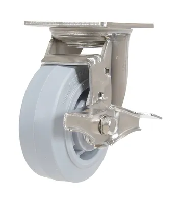 Vestil CST-E-SS-5X2TPR-SWB Thermoplastic Rubber Swivel With Brake Caster