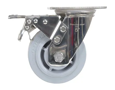 Vestil CST-E-SS-5X2TPR-SWTB caster wheel shown from an alternate angle