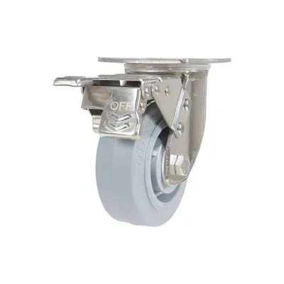 Vestil CST-E-SS-5X2TPR-SWTB Thermoplastic Rubber Swivel With Total Brake Caster