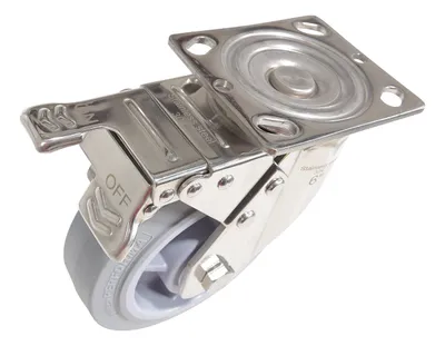 Vestil CST-E-SS-6X2TPR-SWTB caster wheel shown from an alternate angle