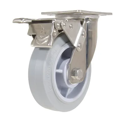 Vestil CST-E-SS-6X2TPR-SWTB Thermoplastic Rubber Swivel With Total Brake Caster