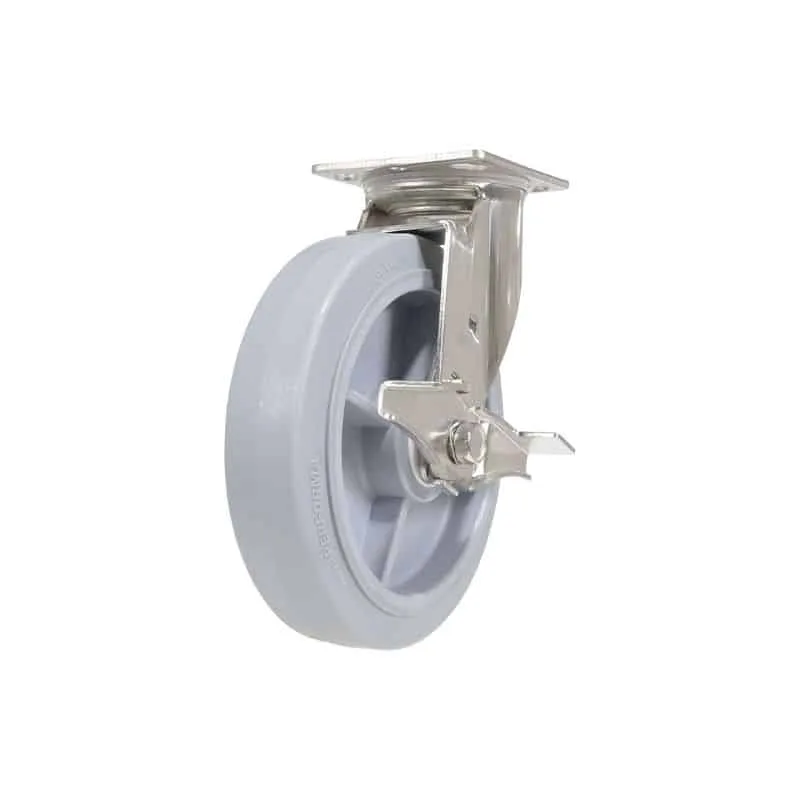 Vestil CST-E-SS-8X2TPR-SWB Thermoplastic Rubber Swivel With Brake Caster