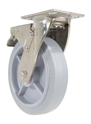 Vestil CST-E-SS-8X2TPR-SWTB caster wheel shown from an alternate angle