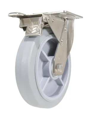 Vestil CST-E-SS-8X2TPR-SWTB caster wheel shown from an alternate angle