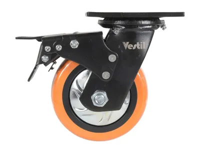 Vestil CST-E6-5X2PUP-SWTB Polyurethane Swivel With Total Brake Caster 3