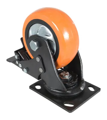 Vestil CST-E6-5X2PUP-SWTB Polyurethane Swivel With Total Brake Caster 4