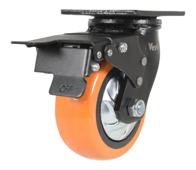 Vestil CST-E6-5X2PUP-SWTB Polyurethane Swivel With Total Brake Caster