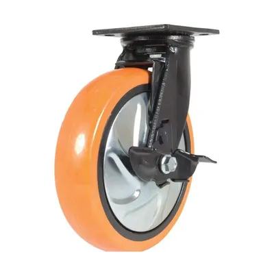 Vestil CST-E6-8X2PUP-SWB Polyurethane Swivel With Brake Caster