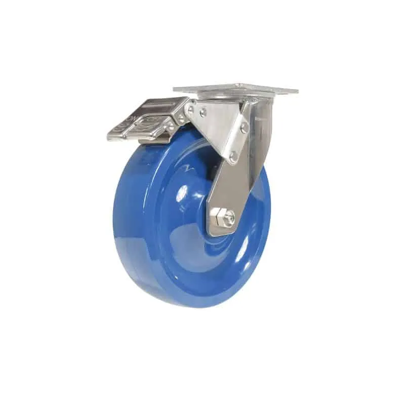 Vestil CST-F-SS-8X2SP-SWTB Solid Polyurethane Swivel With Total Brake Caster (1)