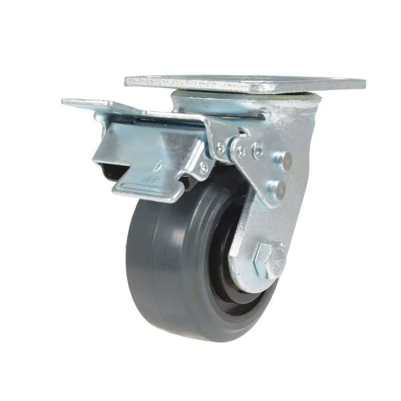 Vestil CST-KSM-4X2MR-SWTB Rubber Swivel With Total Brake Caster