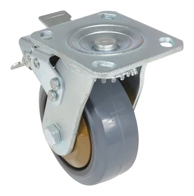 Vestil CST-KSM-5X2MR-SWTB Rubber Swivel With Total Brake Caster