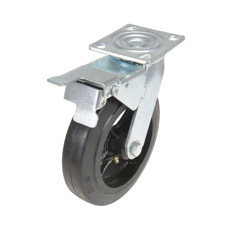 Vestil CST-VE-8X2MR-SWTB Rubber Swivel With Total Brake Caster