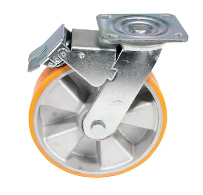 Vestil CST-VE-8X2PUA-SWTB caster wheel shown from an alternate angle