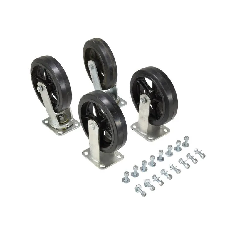 Vestil D-CK4-MR8-2 Mold On Rubber Caster Kit 2400 Lb. Capacity
