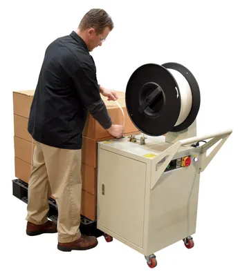 Vestil DBA-130 strapping dispenser shown from an alternate angle