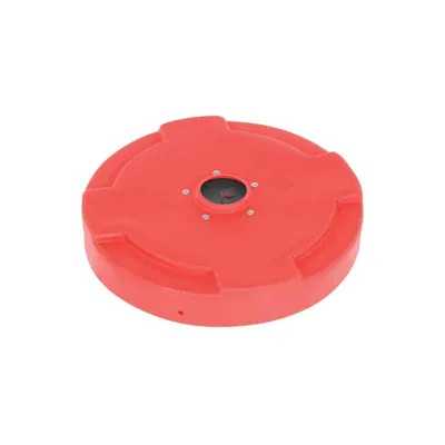 Vestil DC-P-55-CANF-RD Low-Density Polyethylene Drum Recycling Lid with Flaps Closed