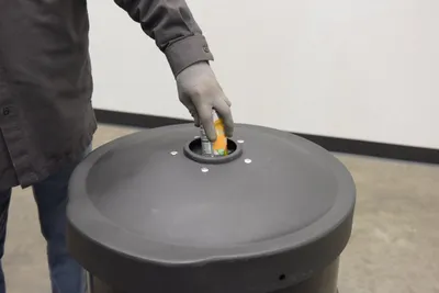 Vestil DC-P-55-CANF-UF-BK Polyethylene Drum Recycling Lid with Flap 3