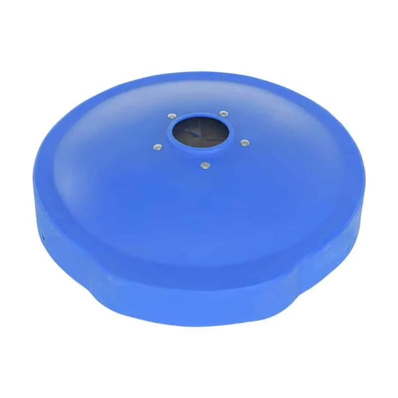 Vestil DC-P-55-CANF-UF-BU Polyethylene Drum Recycling Lid with Flap (1)