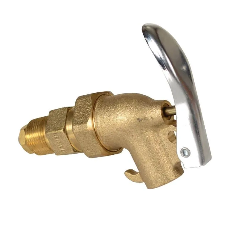 Vestil DFT-ADJ Brass Manual Drum Faucet with Spring Loaded Handle (1)