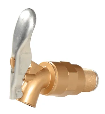 Vestil DFT-AS-SC Brass Plated Zinc Manual Drum Faucet with Lockable Handle