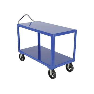 Vestil DH-MR2-2448 Steel Platform Ergo Handle Cart with Mold-On-Rubber Casters