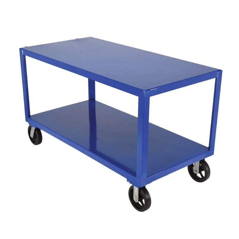 Vestil DH-MR2-3060 Steel 30 In. x 60 In. Platform Ergo Handle Cart with Mold-On-Rubber Casters