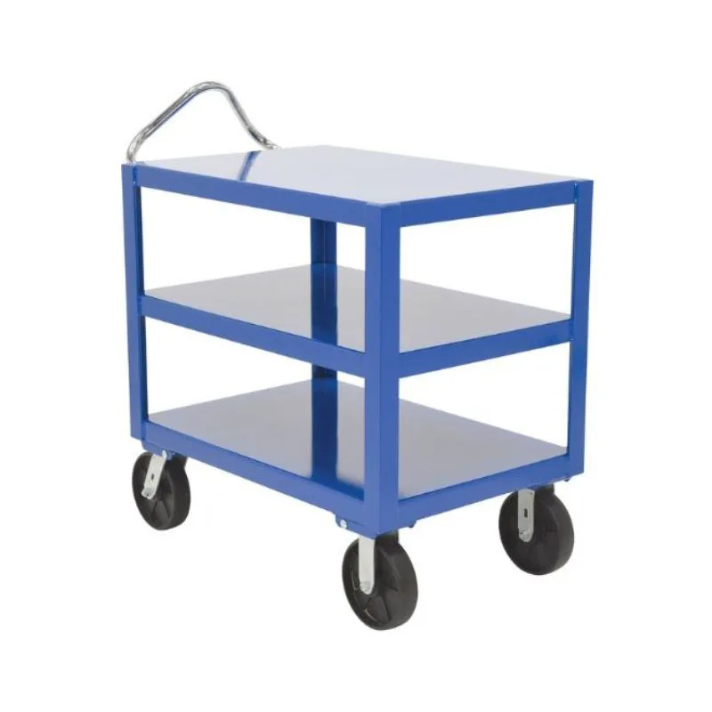 Vestil DH-PH4-3060-3 Heavy Duty 3 Shelf Ergo Handle Cart with GFN Casters