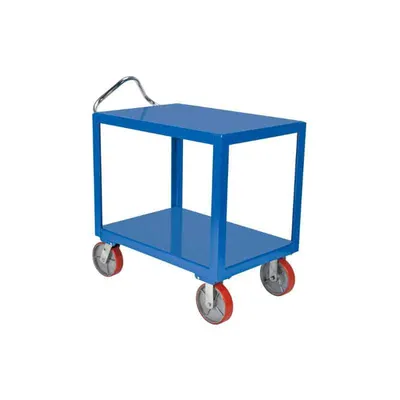 Vestil DH-PU2.4-2436 Steel Platform Ergo Handle Cart with Poly Casters