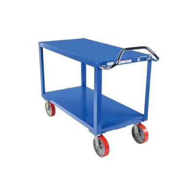 Vestil DH-PU2.4-2448 Steel Platform Ergo Handle Cart with Poly Casters