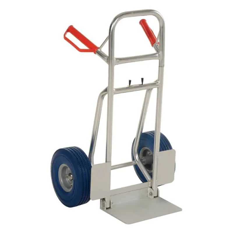 Vestil DHHT-250A-FD-UB Aluminum Fold Down Hand Truck with Blue Flat-Free Urethane (1)
