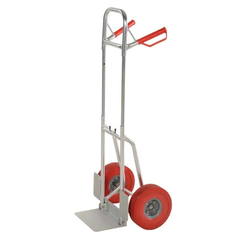 Vestil DHHT-250A-FD-UR Aluminum Fold Down Hand Truck with Red Flat-Free Urethane (2)
