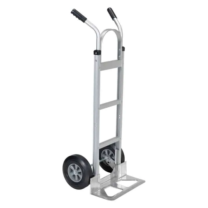 Vestil DHHT-500A-ANP-HR Aluminum Dual Handle Hand Truck with Aluminum Plate and Hard Rubber Wheels (1)