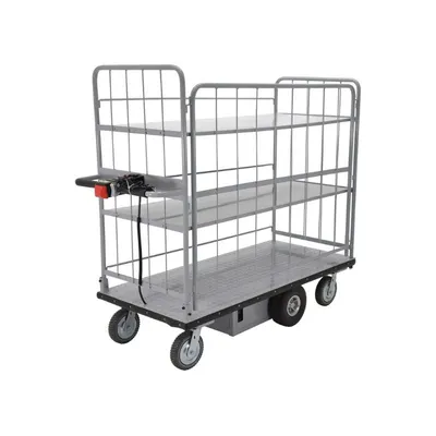 Vestil EMHC-2860-4 Steel Electric Material Handling Cart with Sides