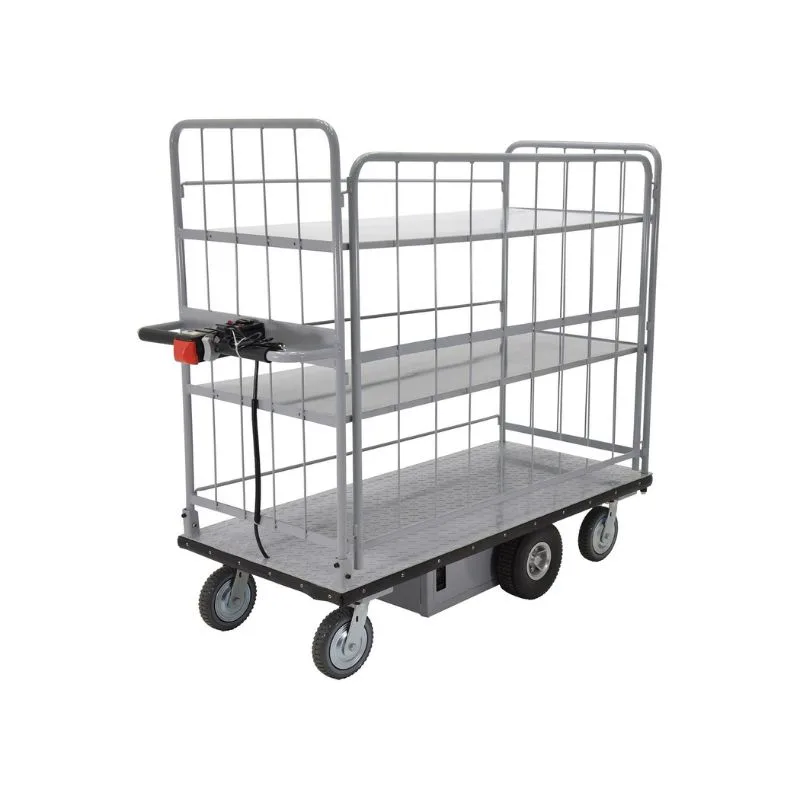 Vestil EMHC-2860-4 Steel Electric Material Handling Cart with Sides