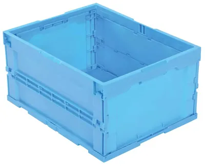 Vestil F-CRATE collapsible plastic container shown from an alternate angle