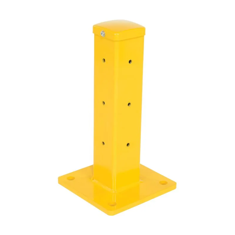 Vestil GR-F2R-BO-TP18-YL Steel Rigid Tube Post Bolt On Style 18 In. For 2 Ribbed Guard Rails