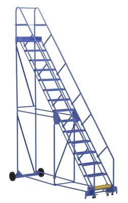 Vestil LAD-15-14-G-EZ rolling ladder shown from an alternate angle