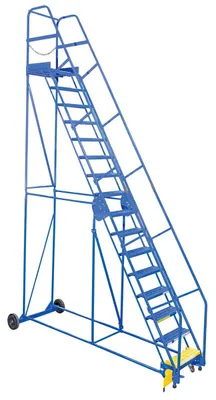 Vestil LAD-16-21-G rolling ladder shown from an alternate angle