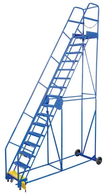 Vestil LAD-16-21-G rolling ladder shown from an alternate angle