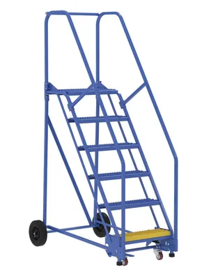 Vestil LAD-6-14-G rolling ladder shown from an alternate angle