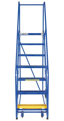 Vestil LAD-7-14-G rolling ladder shown from an alternate angle